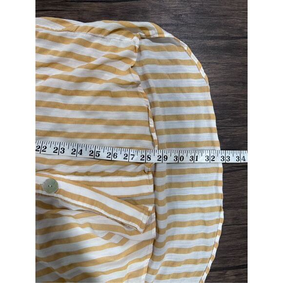 Zara Trf Collection Mustard Yellow Striped Mother of Pearl Blouse Size XS - Picture 13 of 13